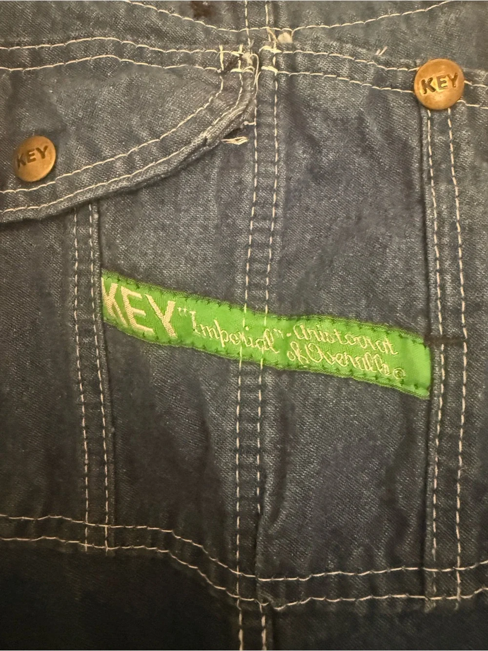 Vintage 90s KEY Imperial Denim Bib Overalls Mens 40x34 Carpenter Workwear - Picture 3 of 6